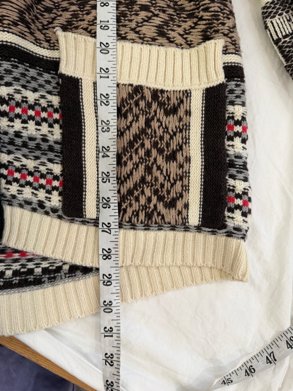 ANTHROPOLOGIE PILCRO Patchwork Cardigan Sweater Brown Fair Isle M - Picture 15 of 16